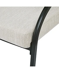 Boyel Living 2-Piece Modern Dining Chairs, Beige Upholstered Seat and Backrest, Sturdy Metal Legs, Contemporary Kitchen