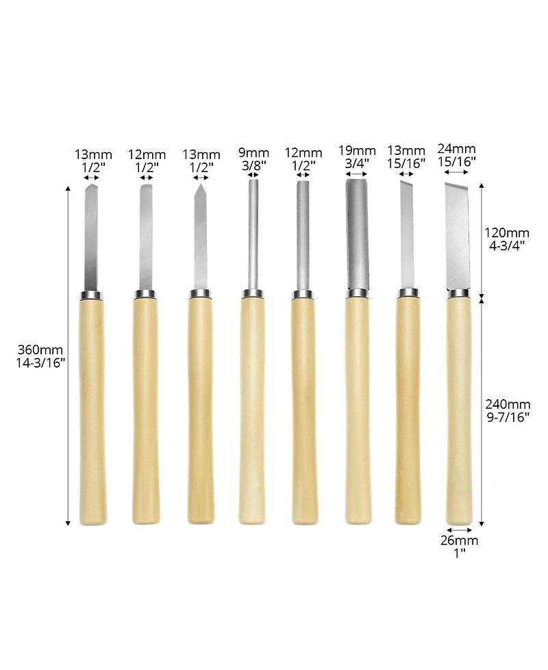 Xdovet 8-Piece Woodturning Chisel Set Chrome Vanadium Steel