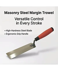 Xdovet Steel Margin Trowel Rubber Handle Masonry Tool