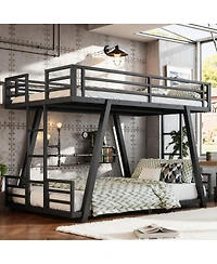 Streamdale Furniture Twin Xl over Twin Xl Metal Bunk Bed with Side Ladders