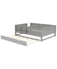 Streamdale Furniture Loft Bed with Bookshelves, Staircase, Safety Rails, and Trundle