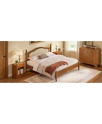 Streamdale Furniture Wooden Platform Bed with Rattan Headboard