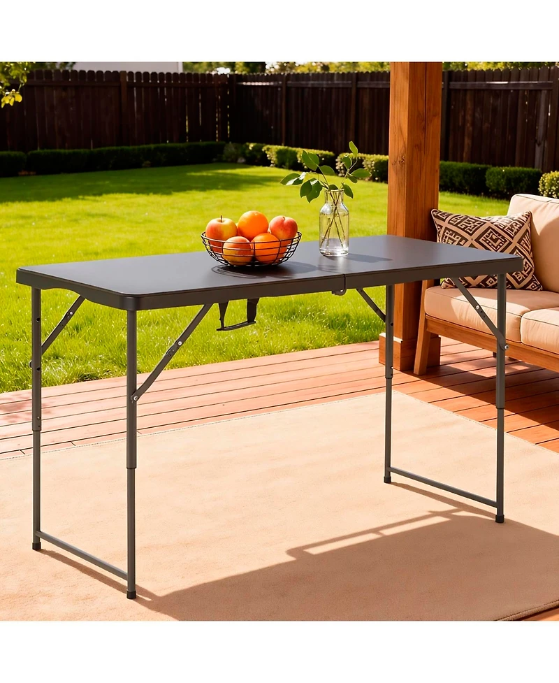 Aofar 4 Feet Folding Table Portable Plastic Carry Handle Camping Outdoor