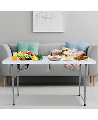 Aofar 4 Feet Folding Table Heavy Duty Plastic Utility Indoor Outdoor Party Dining Lock Function