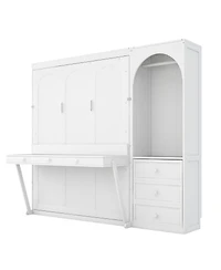 Streamdale Furniture Murphy Bed with Storage Shelf, Led Light, and 3 Drawers