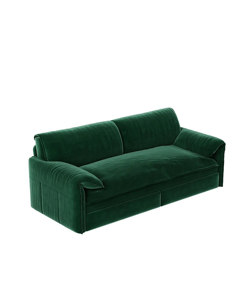 Streamdale Furniture 66" 3-in-1 Convertible Queen Pull-Out Velvet Sleeper Sofa with Storage