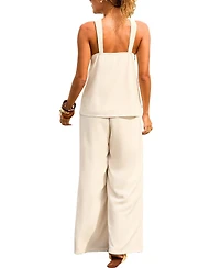 Cupshe Women's Ivory Serenity Cross Halter Wide Leg Two Piece Set