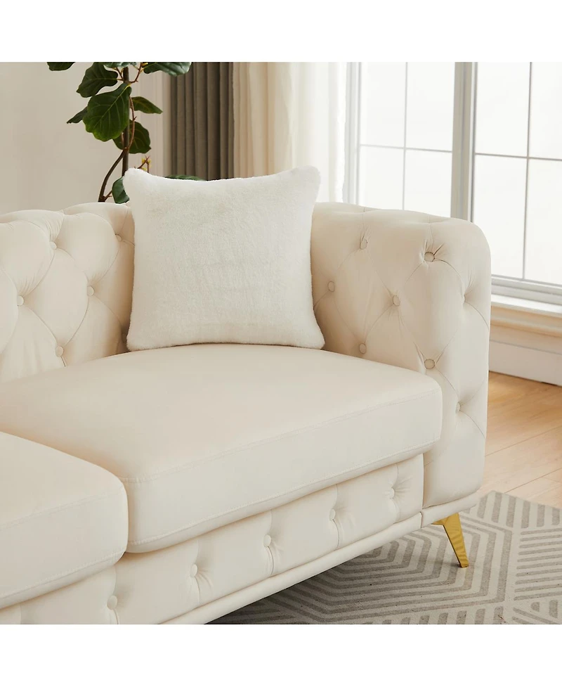 Streamdale Furniture Classic Modern 82.5-inch Velvet Chesterfield Sofa with Tufted Detailing