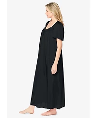 Only Neccessities Plus Necessities Long Silky Lace-Trim Gown