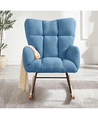 Streamdale Furniture Streamdale Tufted Teddy Fabric Rocking Chair with Metal Frame