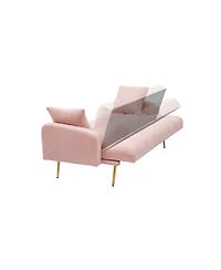 Streamdale Furniture 69" Soft Teddy Fleece Adjustable Sofa Bed for Small Spaces