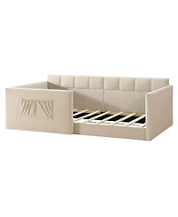 Streamdale Furniture Twin Size Velvet Upholstered Daybed with Side Storage Pockets