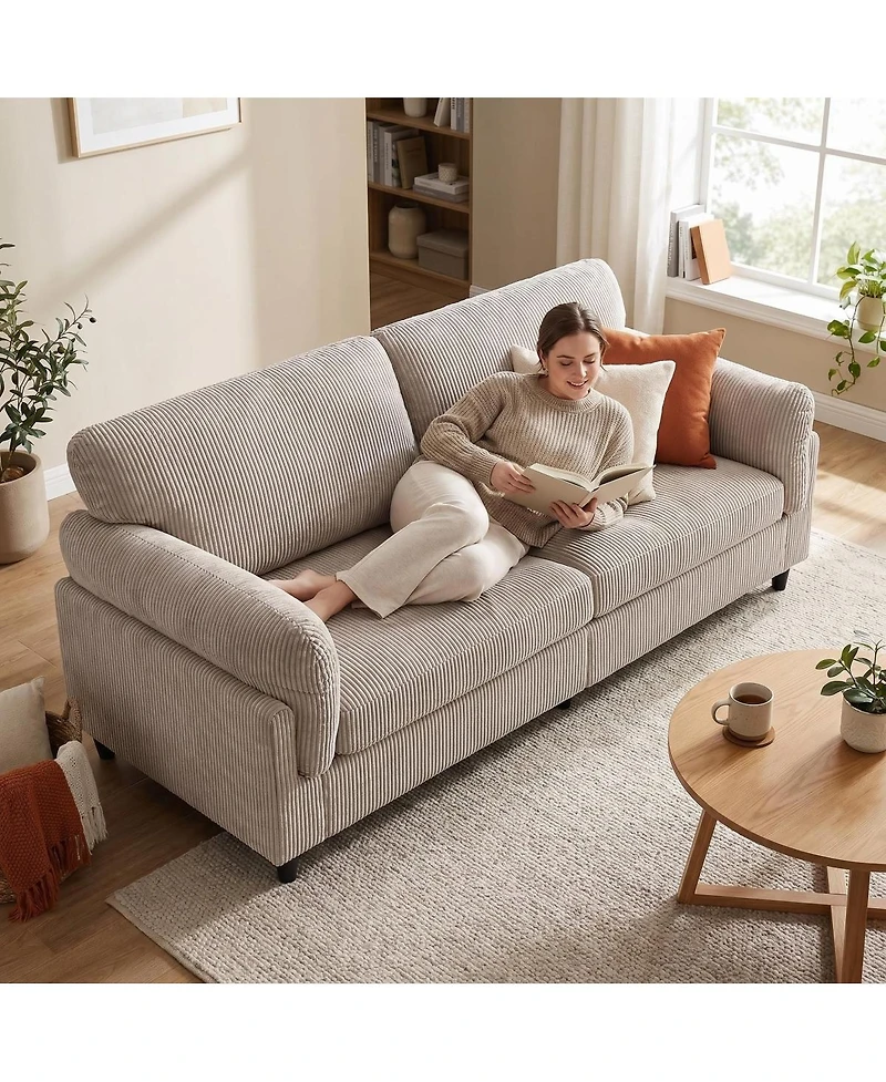 Streamdale Furniture 82.6" Mid-Century Modern Corduroy Loveseat Sofa