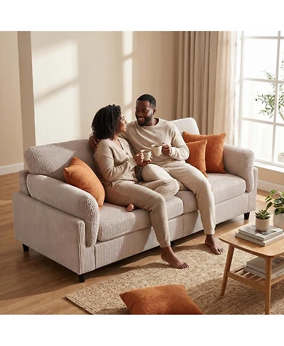 Streamdale Furniture 82.6" Mid-Century Modern Corduroy Loveseat Sofa