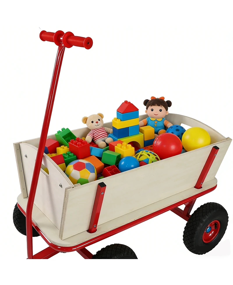 Streamdale Furniture Wooden 4-Wheel Kids' Outdoor Stroller, 260LBS Capacity