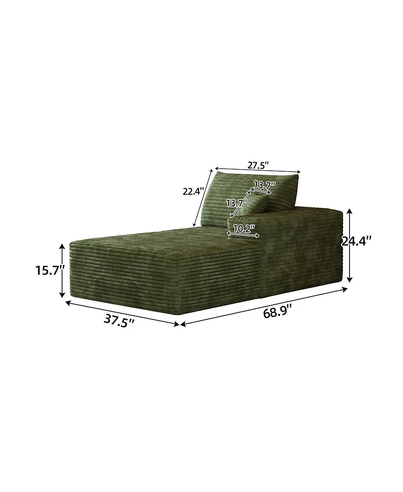 Streamdale Furniture Plush Corduroy Modular Sectional Sofa with Reversible Chaise - No Assembly