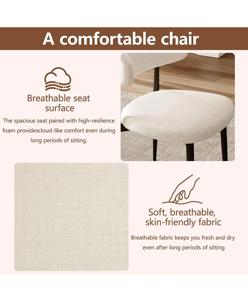 flynama Set of 2 Fabric Metal Dining Chairs, Farmhouse Style Rustic Chairs 250lb Capacity