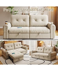 Boyel Living 77" Chenille Convertible Sofa Bed, 2-in-1 Pull Out Couch with Steel Frame, 600 lbs Capacity for Room