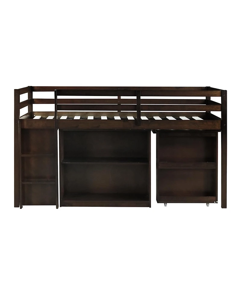 Streamdale Furniture Loft Bed with Desk, Storage Cabinets, and Ladder