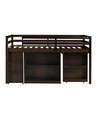 Streamdale Furniture Loft Bed with Desk, Storage Cabinets, and Ladder