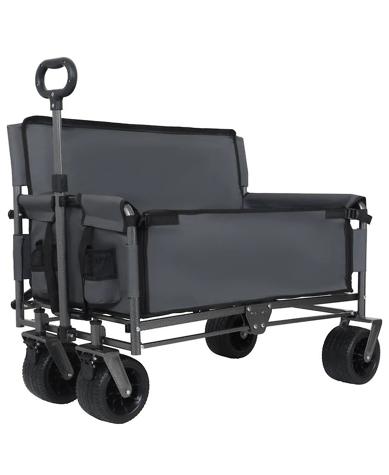 Streamdale Furniture 3-in-1 Convertible Folding Wagon Cart with Bench Seat - 500lbs Capacity