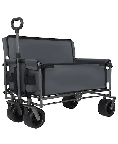 Streamdale Furniture 3-in-1 Convertible Folding Wagon Cart with Bench Seat - 500lbs Capacity