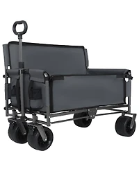 Streamdale Furniture 3-in-1 Convertible Folding Wagon Cart with Bench Seat - 500lbs Capacity