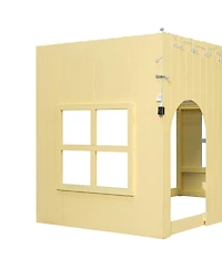 Streamdale Furniture Twin Size Kids Loft Bed with Warm Led Light String, Primrose