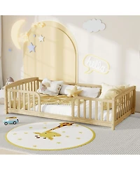Streamdale Furniture Twin Size Floor Fence Bed with Central Entrance