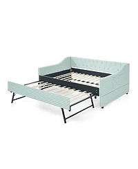 Streamdale Furniture Upholstered Full-Size Convertible Daybed with Trundle and Side Storage