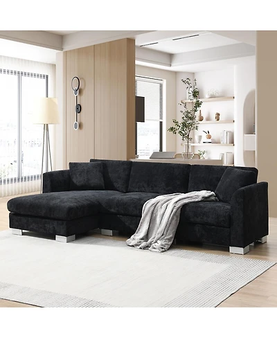 Streamdale Furniture 96" Modern Cloud L-Shaped Chenille Sectional Sofa with 2 Pillows
