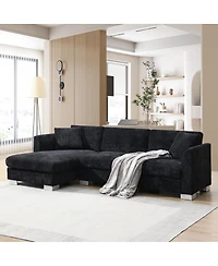 Streamdale Furniture 96" Modern Cloud L-Shaped Chenille Sectional Sofa with 2 Pillows