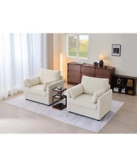 Streamdale Furniture Corduroy Accent Chair with Side Storage Pockets and 2 Pillows