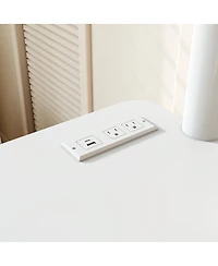 Streamdale Furniture Full Loft Bed with L-Shaped Desk, Led Lights, and Charging Station