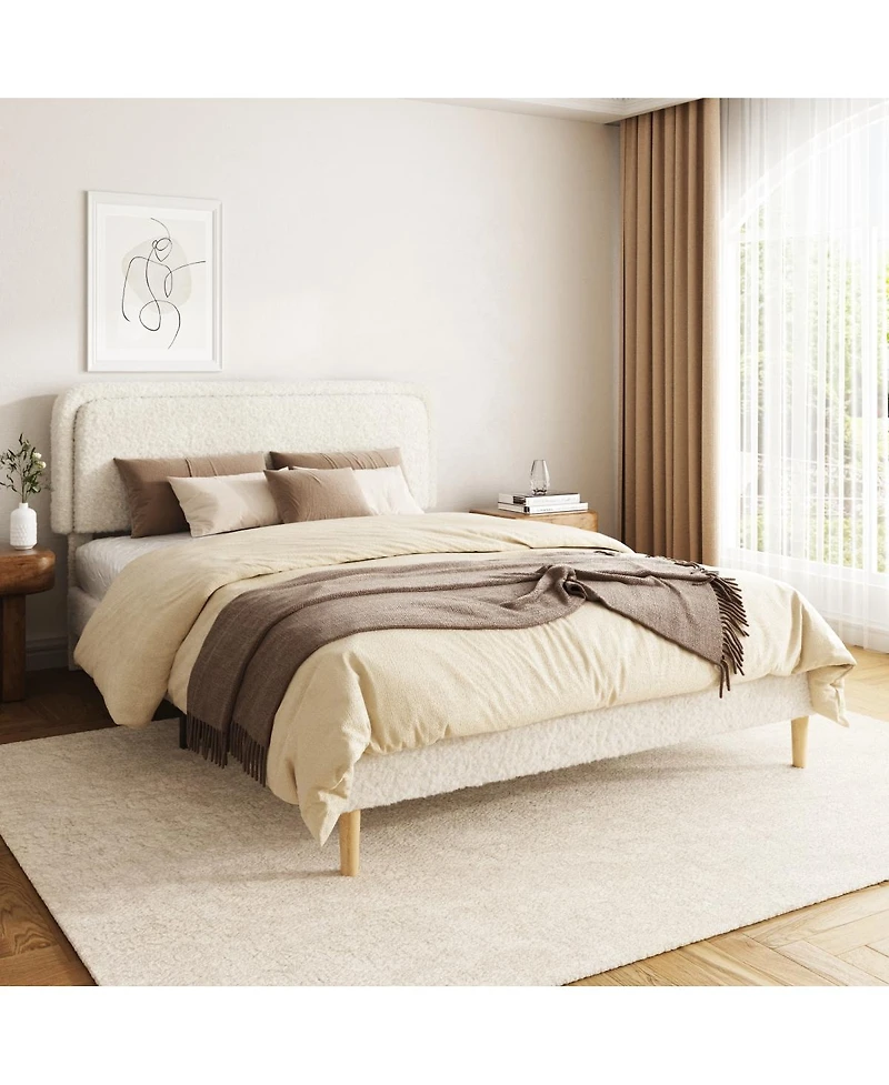 Streamdale Furniture Plush Upholstered Queen Platform Bed with Adjustable Headboard