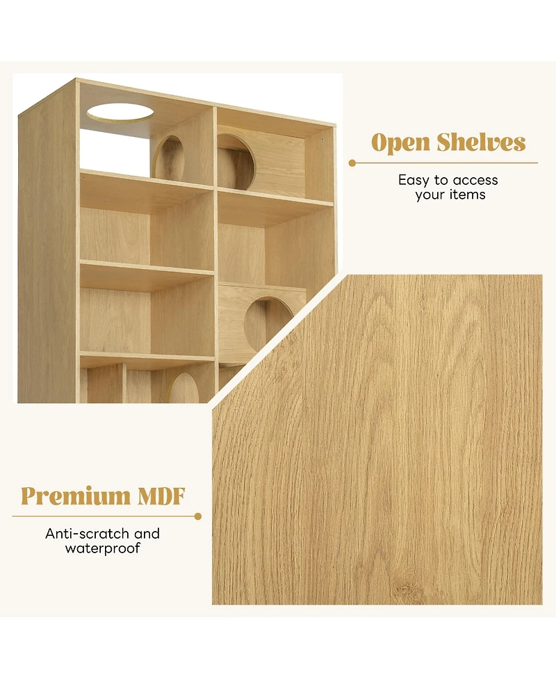 flynama Modern Cat House Bookshelf with Storage and Litter Box