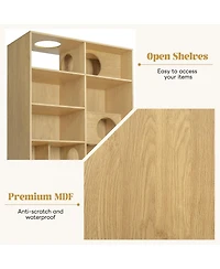 flynama Modern Cat House Bookshelf with Storage and Litter Box