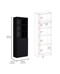 flynama Modern 2 Door Bookcase with Multi Tier Storage Shelves