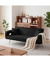 Streamdale Furniture 74.01" Minimalist Corduroy Sofa Bed with Pillows