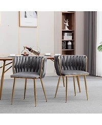 Streamdale Furniture Modern Velvet Dining Chairs with Gold Legs, Set of 2