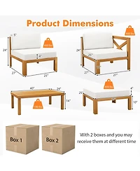 Sugift 5-Piece Acacia Wood Outdoor Conversation Set with Ottoman and Coffee Table