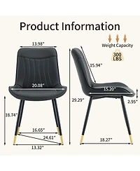 Streamdale Furniture Set of 2 Tech Fabric Dining Chairs with Metal Legs