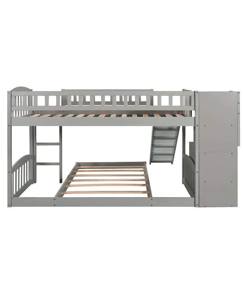 Streamdale Furniture Twin over Twin Bunk Bed with Slide and Two Drawers