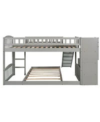 Streamdale Furniture Twin over Twin Bunk Bed with Slide and Two Drawers