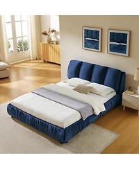 Streamdale Furniture Queen Size Upholstered Bed Frame, Modern Minimalist Velvet Bed