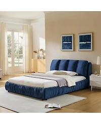 Streamdale Furniture Queen Size Upholstered Bed Frame, Modern Minimalist Velvet Bed