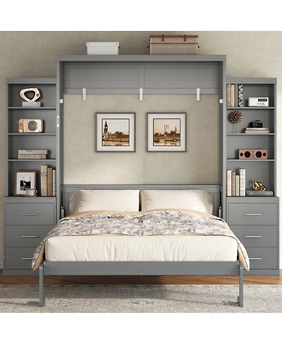 Streamdale Furniture Full Size Murphy Bed with Storage Shelves and Drawers