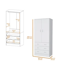 Fm Furniture Prescott Armoire, with 2 doors, 3 drawers and 1 hanging rod