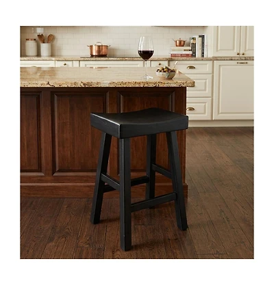 HomeRoots 25" Solid Wood Backless Counter Height Bar Chair