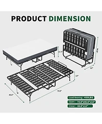 Streamdale Furniture 75"x46" Extra-Wide Folding Guest Bed with 5" Memory Foam, 450lbs Capacity